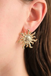 Heliophilia Silver Pendientes de Latón Dorados con Circonio